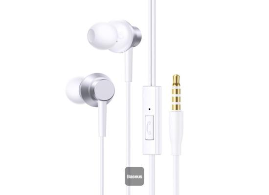 Baseus Encok HZ11 3.5mm Jack Wired Earphone, Universal Headset In-Ear Headphone with Mic - White